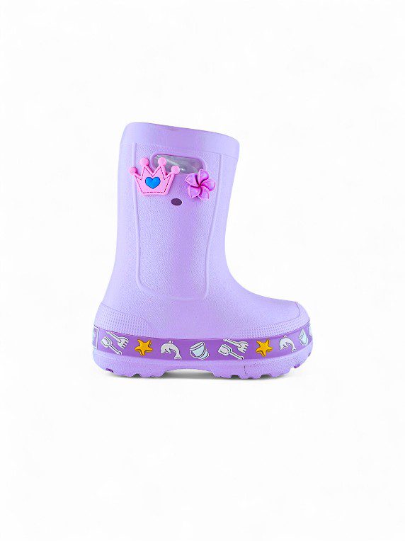 Bota de lluvia para niña en EVA liviana color lila, impermeable y cómoda - Titinos Ref 6849-141