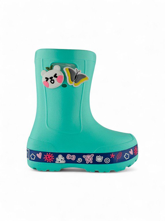 Bota de lluvia para niña en EVA liviana color verde menta, impermeable y cómoda - Titinos Ref 6849-1041
