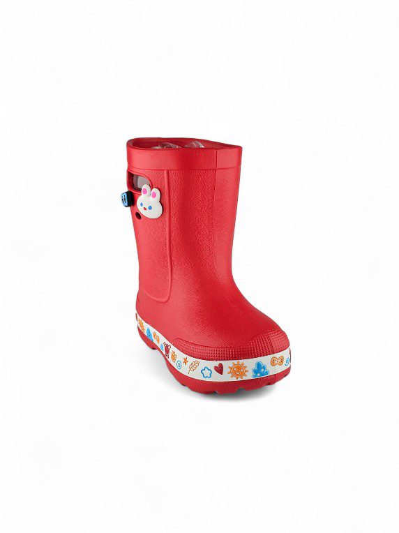 Bota de lluvia para niño en EVA liviana color rojo, impermeable y cómoda - Titinos Ref 6849-140