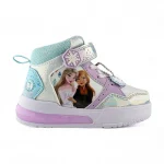 botín para niña de Frozen con luces en color blanco y plateado marca Titinos