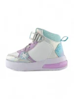 botín para niña de Frozen con luces en color blanco y plateado marca Titinos