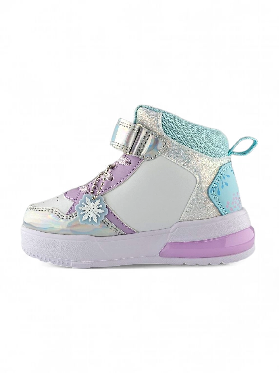 botín para niña de Frozen con luces en color blanco y plateado marca Titinos