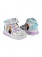 botín para niña de Frozen con luces en color blanco y plateado marca Titinos