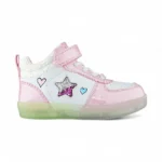 botín con luces para niña en color blanco con rosado marca Titinos