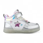 botín con luces para niña en color blanco y plateado marca Titinos
