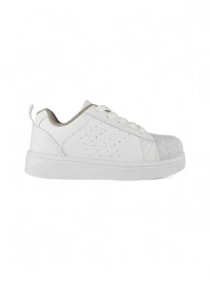 tenis escolar blanco con cordón y puntera de caucho para niño o niña marca Titinos