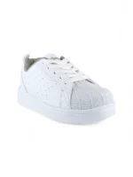 tenis escolar blanco con cordón y puntera de caucho para niño o niña marca Titinos