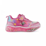tenis con luces para niña en color fucsia con diseño de estrella marca Titinos