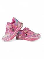 tenis con luces para niña en color fucsia con diseño de estrella marca Titinos