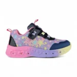tenis con luces para niña en color lila con azul marca Titinos
