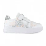 tenis casual para niña con diseño de mariposas en color blanco con plateado marca Titinos