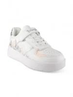tenis casual para niña con diseño de mariposas en color blanco con plateado marca Titinos