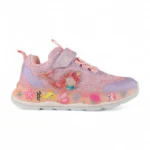 tenis con luces para niña diseño de sirena en color rosado con lila marca Titinos
