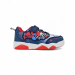 tenis con luces para niño diseño Spiderman en color azul y rojo marca Bubblegummers
