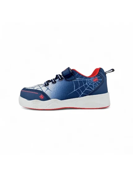 tenis con luces para niño diseño Spiderman en color azul y rojo marca Bubblegummers