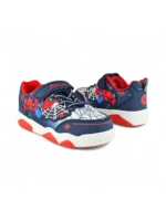 tenis con luces para niño diseño Spiderman en color azul y rojo marca Bubblegummers