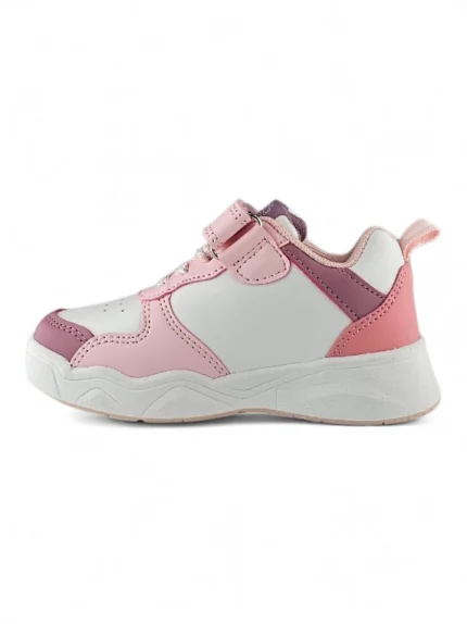 tenis con luces para niña diseño Stitch en color blanco y rosado marca Bubblegummers