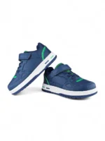 tenis casual con velcro y banda elástica para niño en azul oscuro con verde marca Titinos
