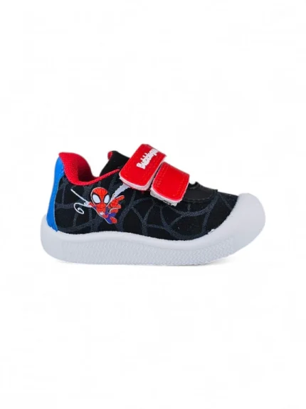 zapato con velcro para niño diseño Spiderman en negro y rojo marca Bubblegummers