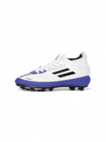 Guayo Unisex Blanco con detalles Morados marca Patrick, ideal para canchas sintéticas, con suela de tracción y ajuste cómodo referencia 7120-255.