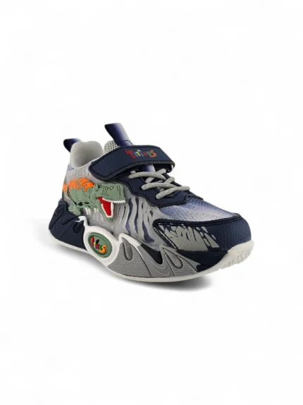 Tenis Dinosaurio Gris para niño con diseño divertido, suela antideslizante y gran comodidad marca Titinos referencia 6977-95.