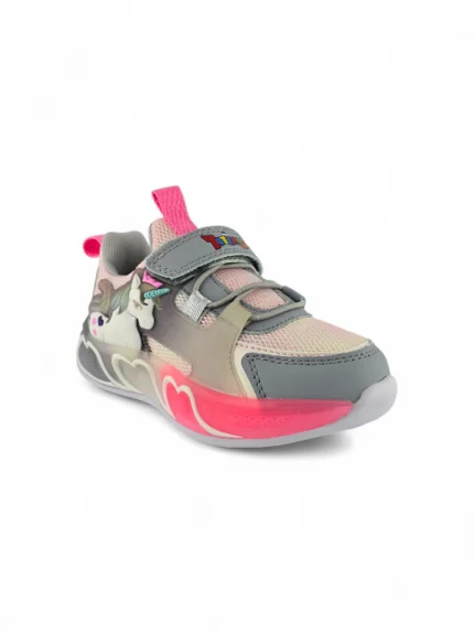Tenis Unicornio Gris para niña con diseño encantador, detalles brillantes y suela antideslizante marca Titinos referencia 6973-95.