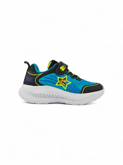 Tenis Niño Dinosaurio Azul con diseño divertido, capellada resistente y suela antideslizante marca Titinos referencia 7153-614.