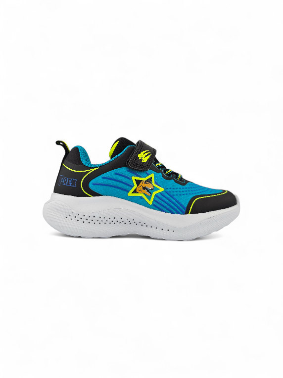 Tenis Niño Dinosaurio Azul con diseño divertido, capellada resistente y suela antideslizante marca Titinos referencia 7153-614.